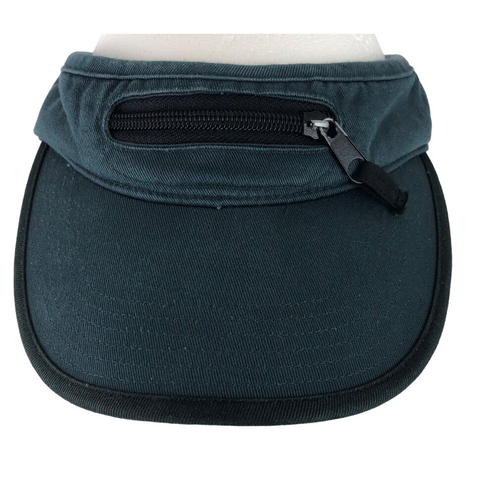 Vintage Navy Blue Canvas Adjustable Sun Visor w/Front Zipper Pocket - Picture 3 of 10